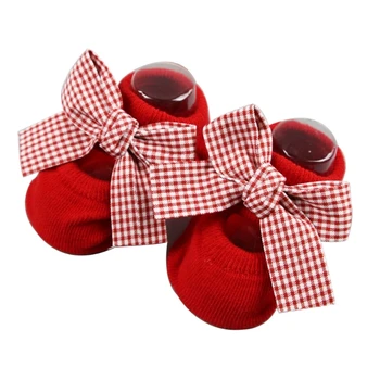 Bebek Çorap Toddler Kat Çorap Erkek Kız Unisex Anti-Skid Kat Çorap Yay Ayak Bileği Çorap Kırmızı Çorap Ayakkabı Bebekler için 0-1Year