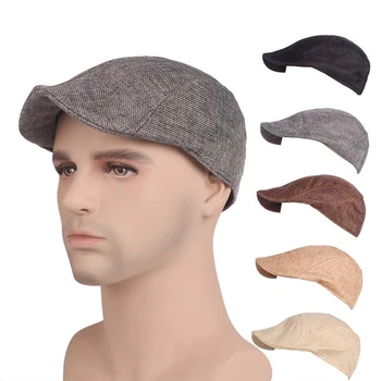 Bereliler Erkekler Yüksek Kaliteli Şapka Çizgili Ivy Newsboy Düz Kap Sanatçı Ressam Şapka Erkek Bere Kap