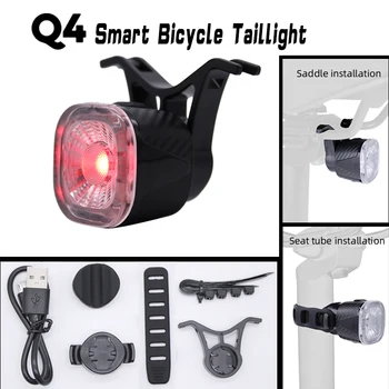 Bisiklet akıllı fren arka lambası USB şarj edilebilir bisiklet lambası bisiklet arka ışık otomatik durdurma LED arka su geçirmez güvenlik uyarı ışığı