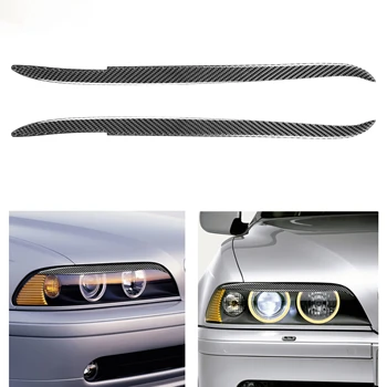 BMW için E39 1997-2003 Karbon Ön Far Kaşları Göz Kapakları koruma kapağı Far Tamir Sticker Tuning Araba Aksesuarları