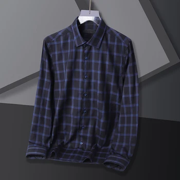 BROWON Marka Klasik Ekose Erkek Gömlek 2022 Moda Turn-Aşağı Yaka İnce İş Rahat Gömlek Uzun Kollu Camisas Para Hombre