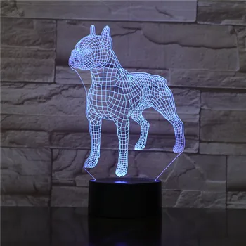 Bull Terrier Köpek 3D Optik illüzyon ışığı USB Gece Lambası Dabbing Köpek Parlayan Dans Pug led ışık Ev Dekor Masası Görsel Lamba