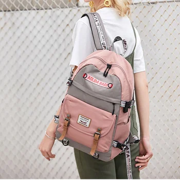 Büyük Kapasiteli Kolej Çantaları okul sırt çantası Kızlar İçin Lise Okul Çantalarını USB şarj portu İle Bayan Kadın seyahat sırt çantaları