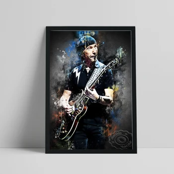 David Howell Evans Gitarist Baskı Posteri, Kenar U2 Rock Grubu Hayranları Toplamak Sanat Baskılar, vintage Sanat Figürü Portre Ev Dekor