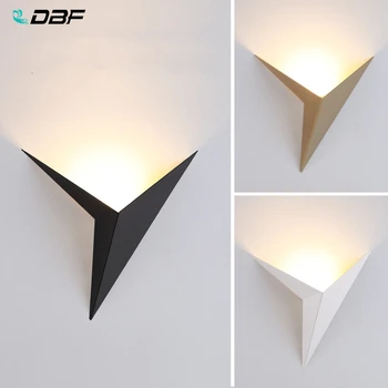 [DBF]modern led duvar ışığı alüminyum 3W siyah Beyaz altın Duvar Lambası AC85-265V duvar aplik ışık üçgen şekli ev dekorasyon