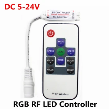 DC 5V-12V - 24V RGB RF kablosuz Mini LED denetleyici uzaktan sürücü Dimmer LED şerit ışık SMD 5050 2835 3528 2835 3014 5630