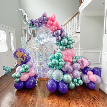 Denizkızı Kuyruğu Balon Garland Kemer Seti Mermaid Tema Parti Süslemeleri Kız İyilik 1st Doğum Günü Bebek Duş Parti Malzemeleri