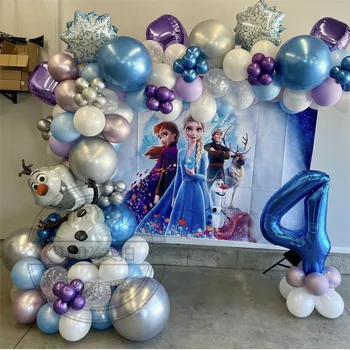 Disney Dondurulmuş Tema Parti Balonlar Garland Kemer Kiti Olaf 40 inç Mavi Numarası Folyo Balonlar Duvar Arka Çocuklar Doğum Günü Dekorları