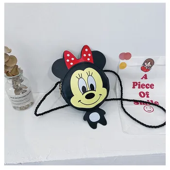 Disney kadın Çantası Mickey Mouse Minnie Anime Modelleme Crossbody Çanta Kızlar için PU Moda Mini bozuk para cüzdanı Omuz Askısı ile