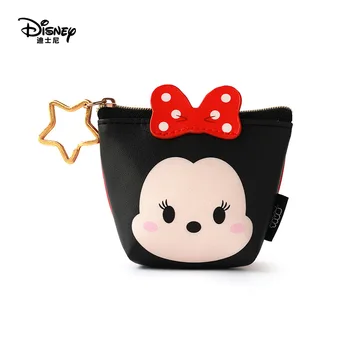 Disney Minnie Mouse taşınabilir kozmetik makyaj çantası çok amaçlı depolama tsum sikke karikatür çanta çanta Dikiş Makyaj PU deri