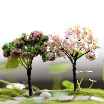 Dıy Kawaii Ağaçları Minyatür Bahçe Süs Dollhouse saksı Zanaat Plastik El Sanatları Ev Dekorasyon Aksesuarları