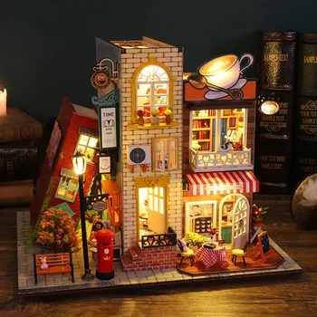 Dıy Kitap Nook Minyatür Raf Ekleme Bookend Dollhouse Modeli Roombox Yapı Kiti Ahşap Kitaplık Oyuncaklar Hediyeler 3d Ev Çocuklar İçin