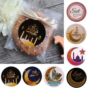 Eid Mubarak dekorasyon kağıdı Etiket Etiket Mühür Hediye Etiketi İslam Müslüman Ramazan Dekorasyon Ev için Eid Al Adha Malzemeleri