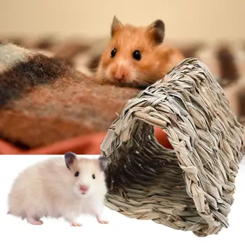 El Dokuması Rahat Hamster Küçük Pet Saman Ev Döken Kulübe sıçan tüneli Oyuncak Nefes Kemirgen