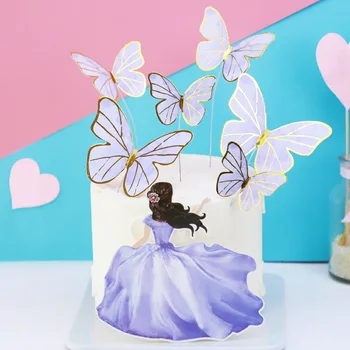 Geomertic Pembe Altın Kelebekler mutlu Kek Toppers Mutlu Doğum Günü Cupcake Kek Topper Bebek Duş Unicorn Kek süslemeleri