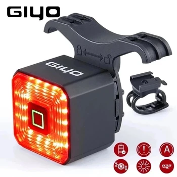 GIYO Akıllı bisiklet ışığı Arka Arka Lambası LED Güvenlik Fener Otomatik Açık / Kapalı Dur Sinyal Fren Bisiklet Lambası USB Şarj Bisiklet Aksesuarı
