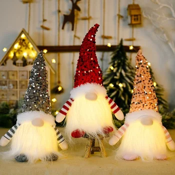 Gnome LED Işıklı Noel Mini Bebek Ağacı Peluş Asılı Kolye Dekorasyon Ev Partisi askı süsleri Noel Yeni Yıl Hediye