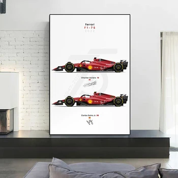 Grand Prix Şampiyonu Charles Leclerc Yarış Posteri Ve Baskı Ferrari Formülü Yarış Arabası Tuval Boyama Kulübü Duvar Sanatı Odası Dekor