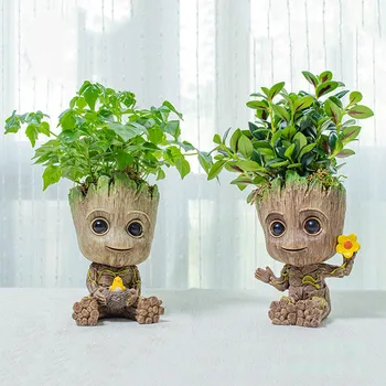 Groot Ekici Pot Bebek Saksı Ev Dekor Aksiyon Figürleri Oyuncak Kalem Pot PVC Kahraman Modeli El Sanatları Heykelcik Tencere Çiçekler
