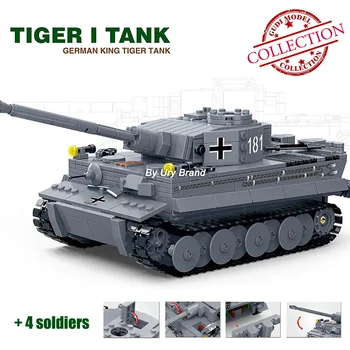 Gudı 6104 Alman Kral Kaplan 1 Tankı F2 Ordu Askerler Bebek Askeri Serisi Eğitim DIY oyuncak inşaat blokları Çocuklar için