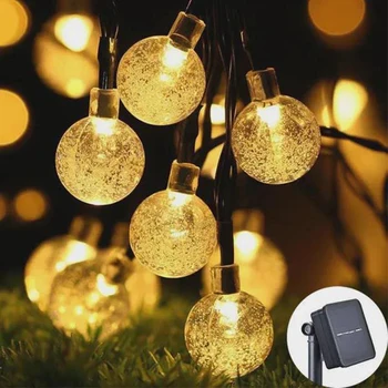 Güneş Dize İşıklar Açık Kristal Peri İşık Noel Garland 8 Modları Su Geçirmez Veranda ışık Bahçe Partisi Dekoru için