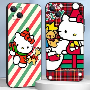 Hello Kitty Noel Telefon Kılıfları iPhone 14 11 12 Pro MAX 6S 7 8 Artı XS MAX 12 13 Mini X XR SE 2020 Funda Carcasa Coque