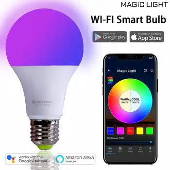 Home LED WİFİ App RGBW ampuller 60W Eşdeğer Akıllı ampul lamba Müzik E27 Kısılabilir Akıllı Ampul lamba bağlantı Alexa Echo artı Goolge Ev