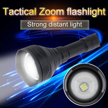 HT09 / HT11 / HT12 Lens XHP-V3 LED zumlanabilir profesyonel avcılık taktik el feneri ile güçlü ışık uzun menzilli beyaz spot