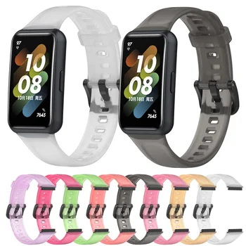 Huawei band için 7 6 Kayış ремечок Moda Glacier Şeffaf Bant Silikon Watchband Bilezik Onur Band 6 Kayış pulseira