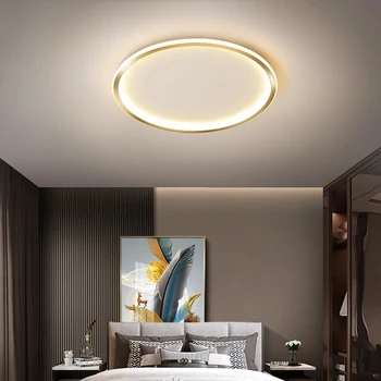 Iskandinav LED Tavan Lambaları Oturma Odası Yatak Odası için Altın Beyaz Ultra ince Yuvarlak Halka Aydınlatma Ev Dekor Armatürü Modern Basit