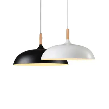 Iskandinav Modern LED E27 meşe kolye ışık plaka asılı ışıklar ev geliştirme demir ve meşe dekorasyon kolye lamba
