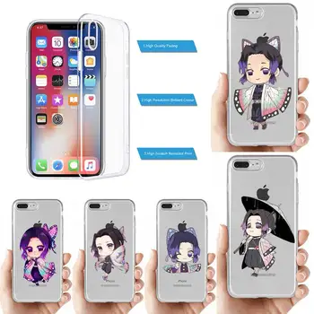 İblis avcısı Kochou Shinobu Telefon Kılıfı için iPhone 11 12 13 mini pro XS MAX 8 7 6 6S Artı X 5S SE 2020 XR temizle kılıf