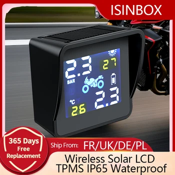 Kablosuz Güneş LCD Motosiklet TPMS IP65 Su Geçirmez Lastik Basıncı Sıcaklık Izleme Alarm Sistemi ile 2 Harici Sensörler