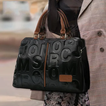 Kadın 100 % deri yazı kadın askılı omuz çantası 2022 lüks çanta kadın çanta tasarımcısı moda büyük kapasiteli çanta