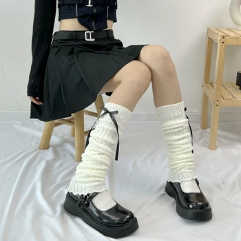 Kadın Bacak ısıtıcıları Çorap Düz Renk Örgü Bacak Kollu Yaylar bot paçaları Kapak Streetwear