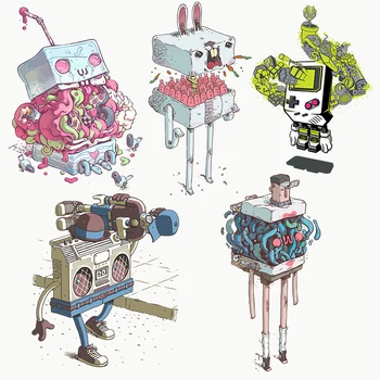 Karikatür Anime Oyunu Robot karakter desen ısı transferi giyim baskılı çıkartmalar baskılı dekorasyon DIY Aplikler