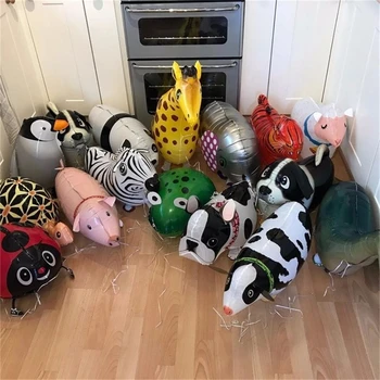 Karışımları Yürüyüş Hayvan helyum balonları Sevimli Kedi Köpek Panda Dinozor Kaplan pet hava Balonlar doğum günü partisi süslemeleri yetişkin çocuk Oyuncak