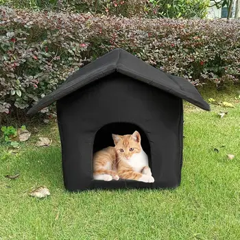 Katlanabilir Açık Kedi Evi Kedi Kulübesi Yuva Pet Uyku Evi Kedi Çadır Kış Sıcak Oxford Kumaş Kediler Barınak Açık Kedi Köpek