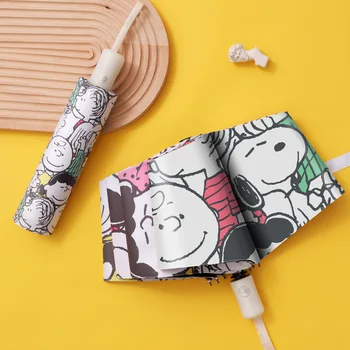 Kawaii Snoopy Karikatür Sevimli Bebek Uv Koruma Siyah Kauçuk Şemsiye Yağmur veya Parlaklık Anime peluş oyuncaklar Kız için doğum günü hediyesi