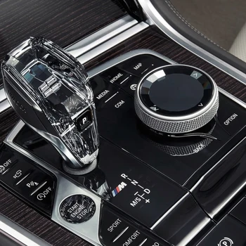 Kristal 3 parçalı set vites topuzu multimedya topuzu başlat düğmesi BMW 8 serisi için G14 G15 G16 2019-2020 araba İç Aksesuarları