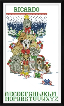 Köpek Noel aida 14ct 11ct sayısı baskı tuval arası dikiş needlework nakış DIY dikiş seti el yapımı arası çorap 