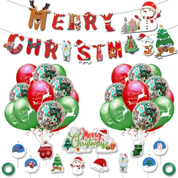 Lateks Noel Balonlar Set Noel Kek Topper Bayrak Afiş Doğum Günü Partisi Noel Süslemeleri Ev için 2022