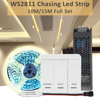 LED akan su şeridi ışıkları 24V 10M SMD 2835 WS2811 IC piksel takip akış bandı şerit lamba RF denetleyicisi ile oda Dekor için