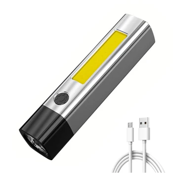 LED + COB el feneri kısılabilir USB şarj edilebilir meşale su geçirmez kamp şarjlı LED ışık ışık El feneri Kamp Yürüyüş İçin