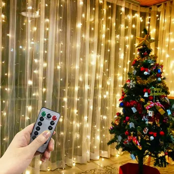 LED Dize İşıklar Noel Dekorasyon Uzaktan Kumanda USB Düğün Garland Perde 3M Lamba Tatil Yatak Odası İçin Ampul Açık Peri