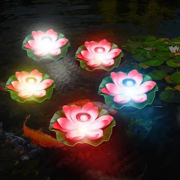 LED Güneş Enerjili Lotus Lamba IP65 Su Geçirmez zambak çiçeği İsteyen Gece Lambası Havuzu Bahçe Balık Tankı Düğün Gece Güneş havuz ışığı