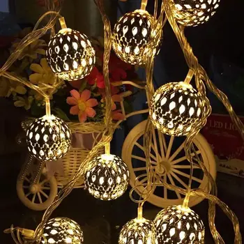 LED Küre Peri İşıklar Fas Orb Gümüş metal bilyalar Dize İşıklar AB Tak Güç 6M 10M Tatil Parti Dekorasyon Noel için