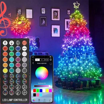 LED RGB USB Bluetooth Peri Dize İşıklar Garland Noel ağaç ışıkları Açık ev Dekorasyon için Tatil Aydınlatma Su Geçirmez