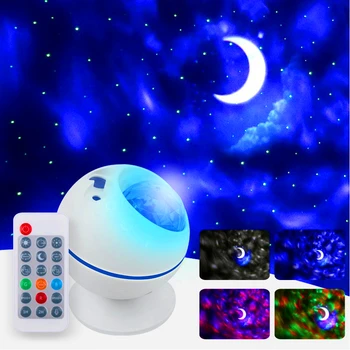 LED Yıldızlı Gökyüzü Projeksiyon Gece Lambası Uzaktan Kumanda Atmosfer dekoratif ışık USB ay lazer projektör çocuk hediyesi 2022