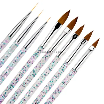Liner Resim Fırça Kristal Akrilik Manikür yeni 8Pcs Jel Fırça Çiçek Resim Çizim Oyma Şerit Kalem Sanat Araçları Tırnak UV 